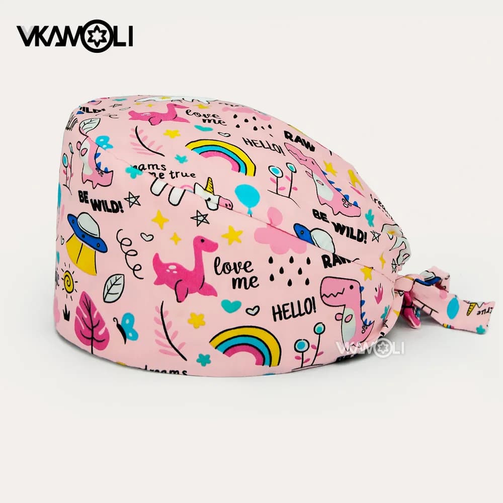 Chapeaux imprimés roses pour hommes et femmes, chapeau de travail, casquette de gommage Gorro Enferm