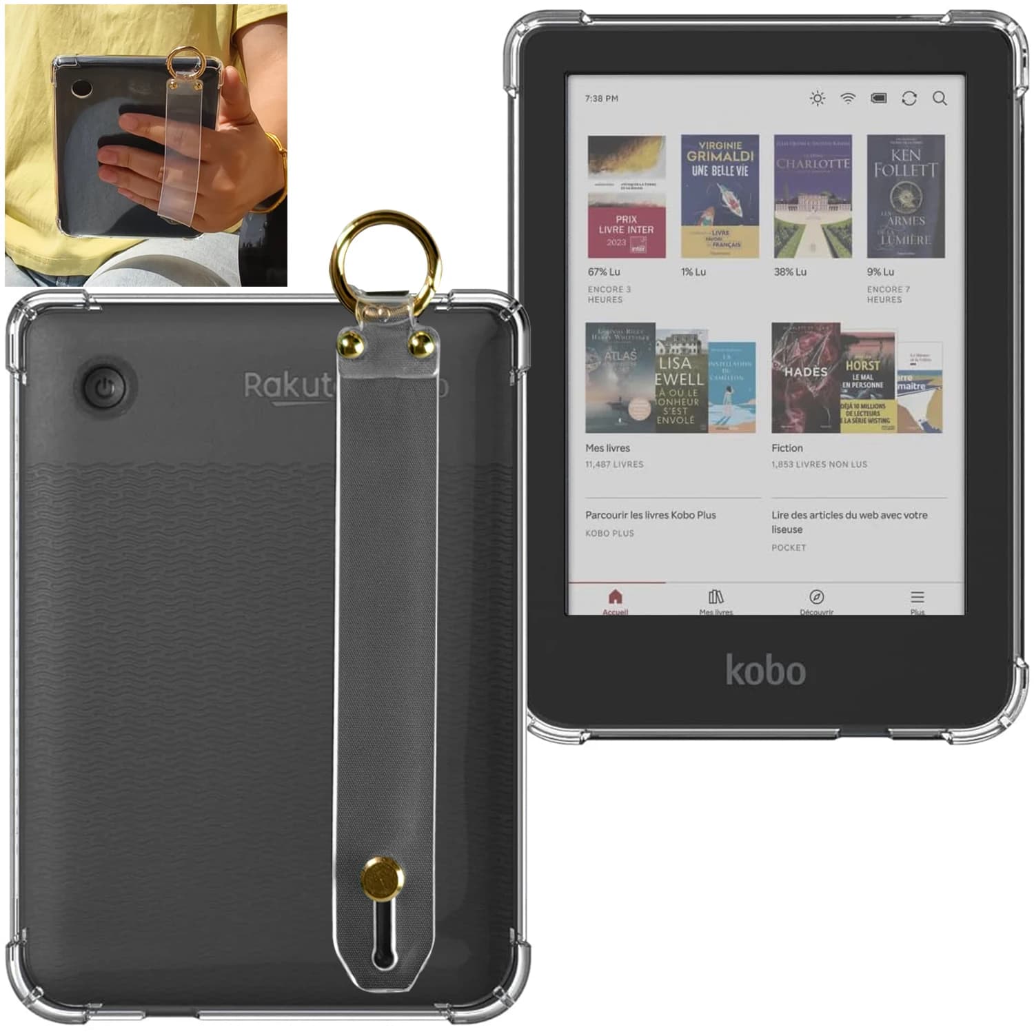 Étui transparent mince pour eReader Kobo Clara Color/Clara BW/Clara 2E 6" - Housse en silicone de qu