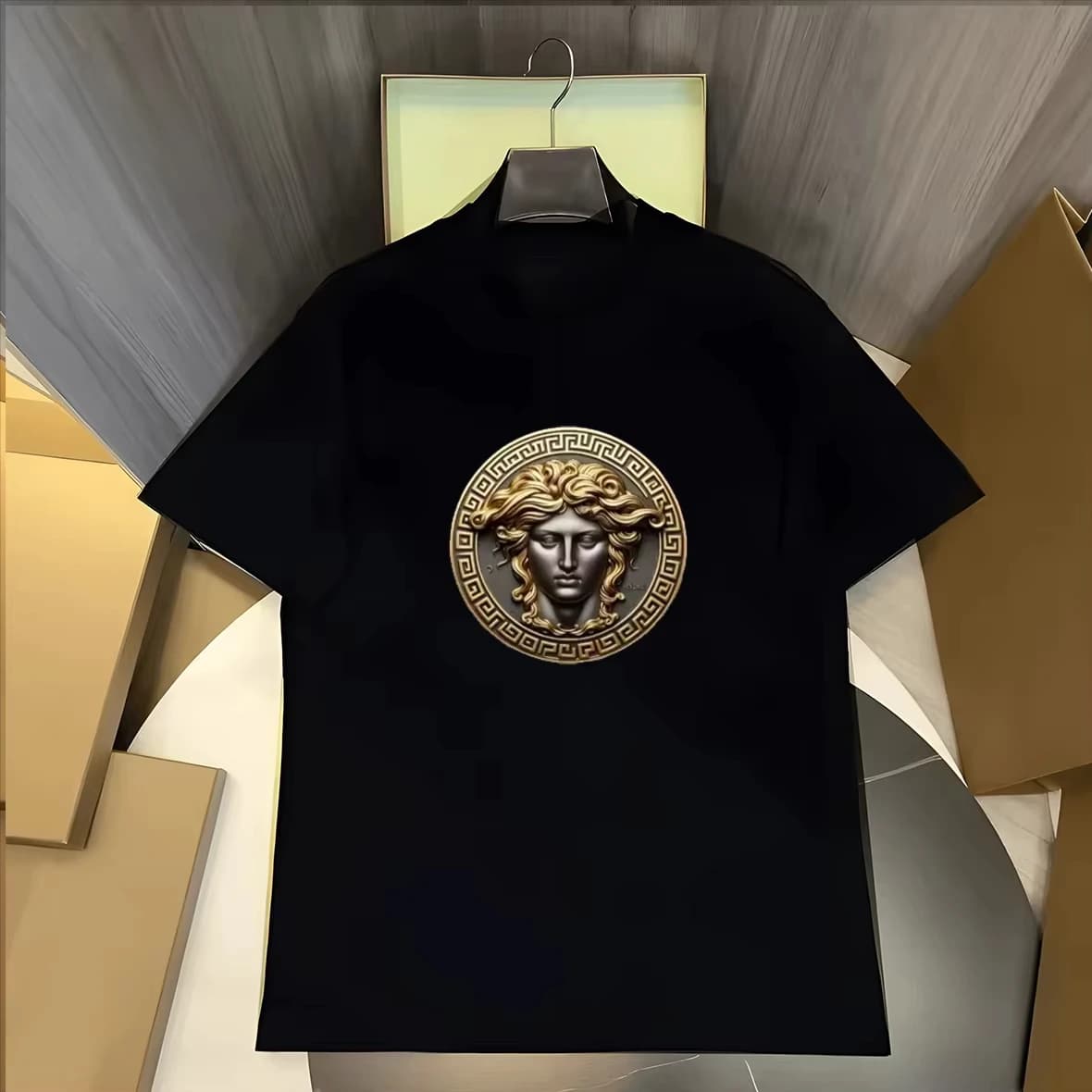 T-shirt en coton de marque de luxe tendance, T-shirt graphique pour hommes et femmes, streetwear d'é