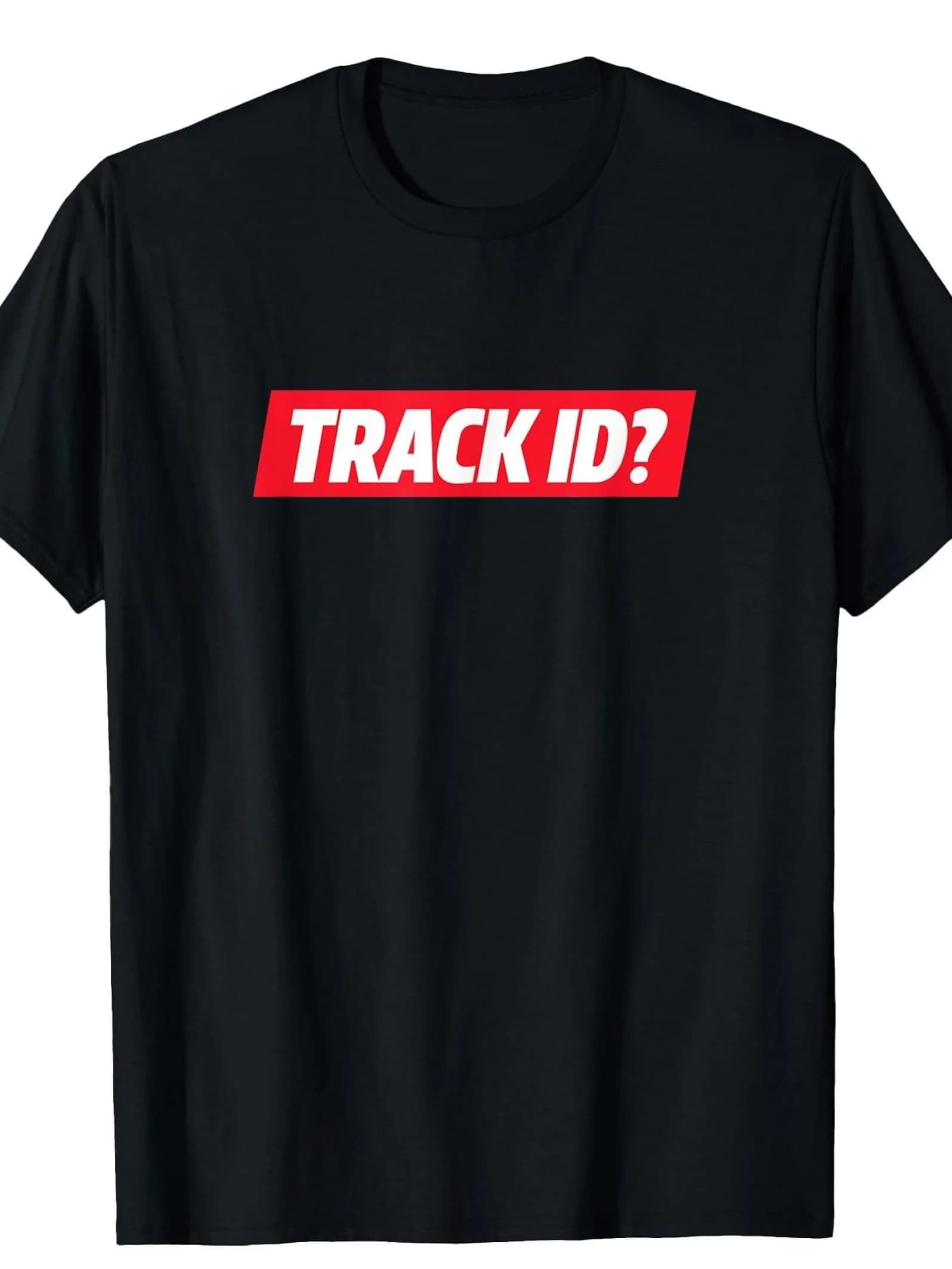 T-Shirt en coton épais pour hommes TRACK ID Techno EDM Rave Party Tee Noir Rouge Text Concerts Festi