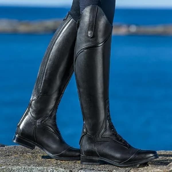 Bottes équestres en cuir véritable pour entraînement sportif professionnel, bottes de chevalier mont