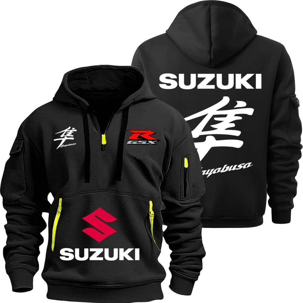 Suzuki Hayabusa Logo moto course équipe hommes demi sweat à capuche avec fermeture éclair printemps