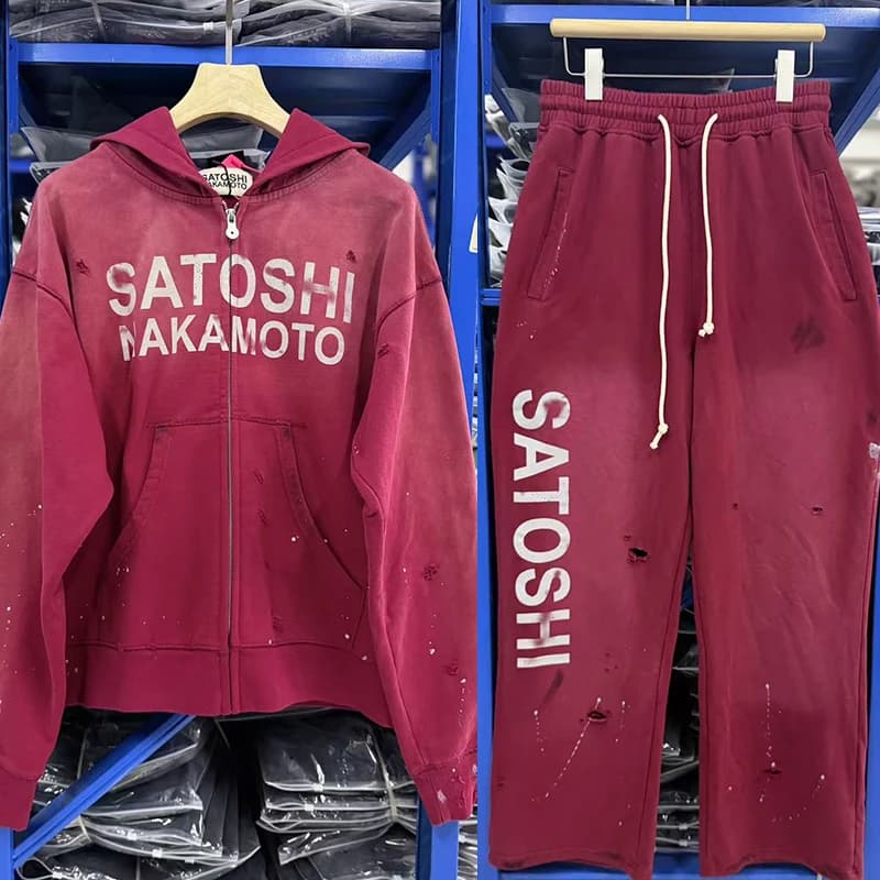 Vêtements vintage streetwear tendances européennes et américaines, ensemble sportif SATOSHI, veste à