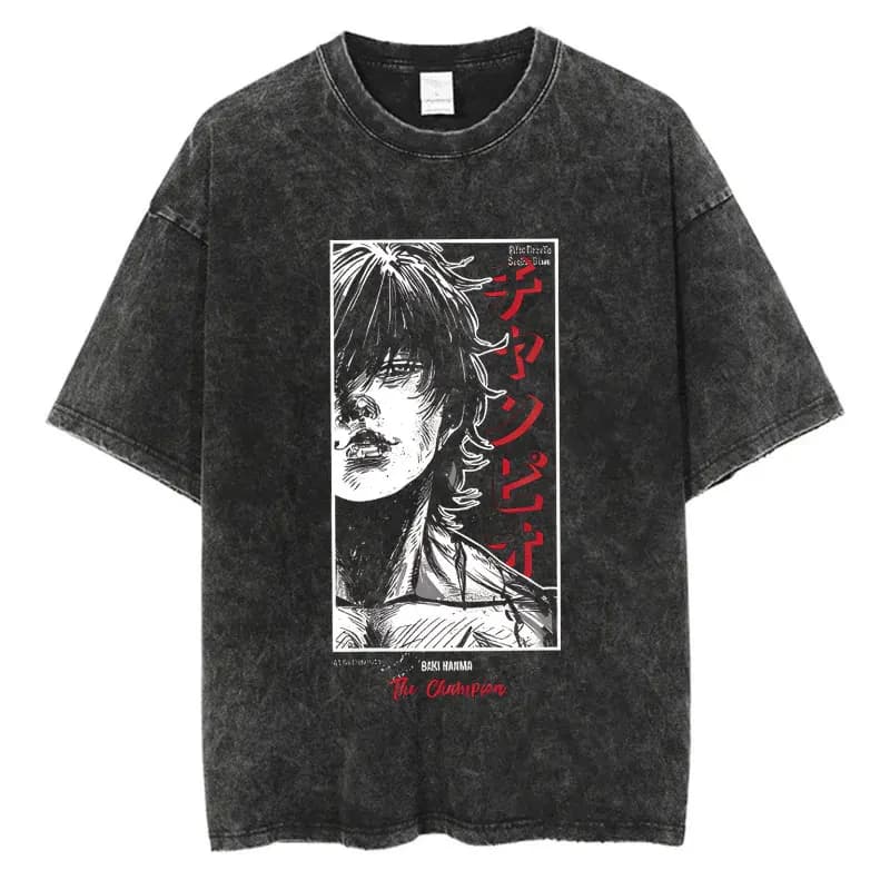 Anime Baki Haman t-shirts Harajuku Vintage 100% coton 2024 nouveau T-shirt lavé pour hommes Hip Hop