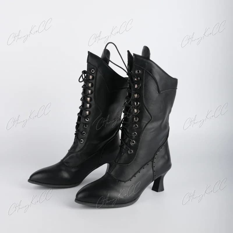 Britannique Punk Noble femmes chaussure rétro chevalier botte médiévale en cuir PU bottine mode dame