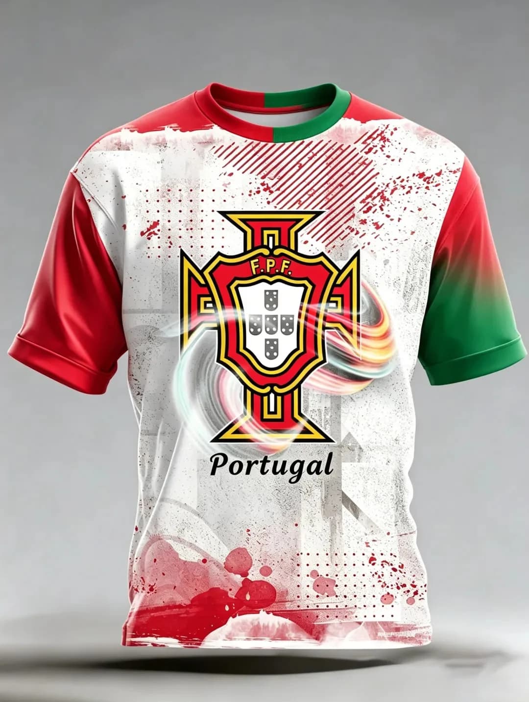 T-shirt de supporter de football du Portugal à manches courtes, respirant, séchage rapide, style str