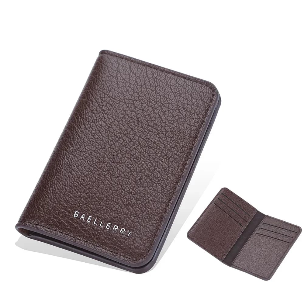 Baellerry-Porte-cartes compact en cuir souple pour homme, mini porte-cartes de crédit, petit étui po