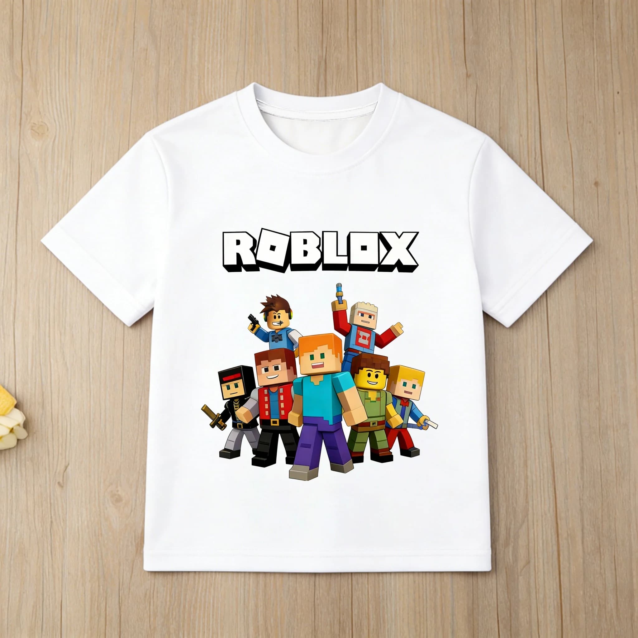 Roblox – t-shirt en coton imprimé avec personnage de dessin animé pour garçons, hauts à manches cour