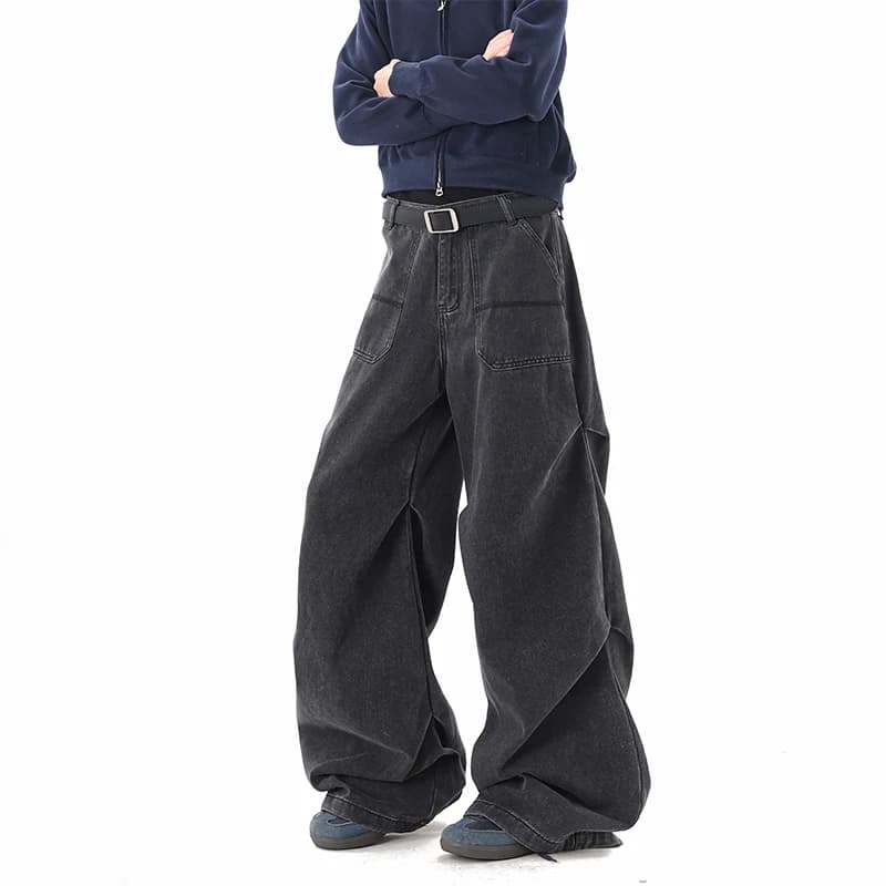Pantalon en jean ample pour homme 2026 – Nouveau jean baggy confortable avec design à volants