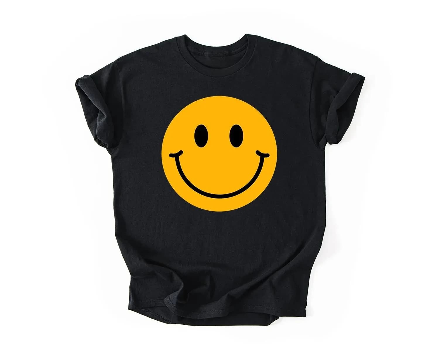 T-shirt Smiley Face, T-shirt Happy Face, Tee-shirt Positive Vibes, Graphisme minimaliste, Cadeau ten