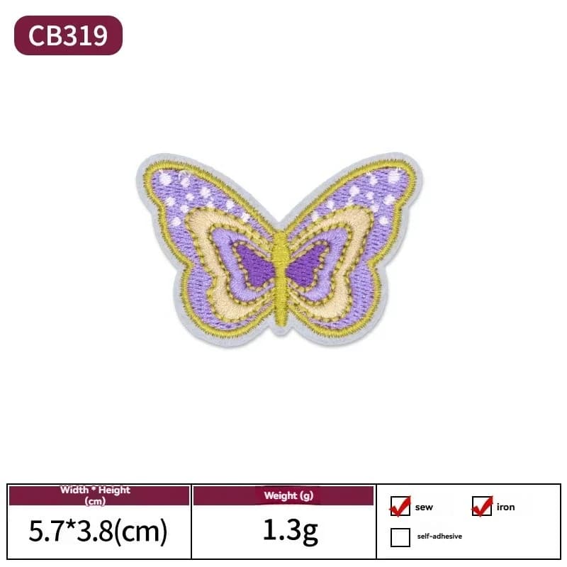 Broderie Papillon Multicolore pour Vêtements et Accessoires en Tissu – Réparation DIY des Trous sur