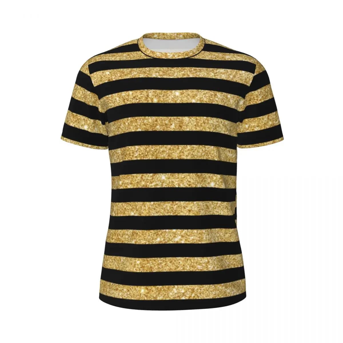 Rayures noires motif Gym T-Shirt plage élégant or paillettes esthétique T-Shirts Hip Hop T-Shirt pou