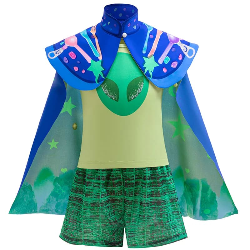 Costume de Cosplay Alien Adventure Elio pour garçons, ensembles d'été, haut + short + cape, 3 pièces