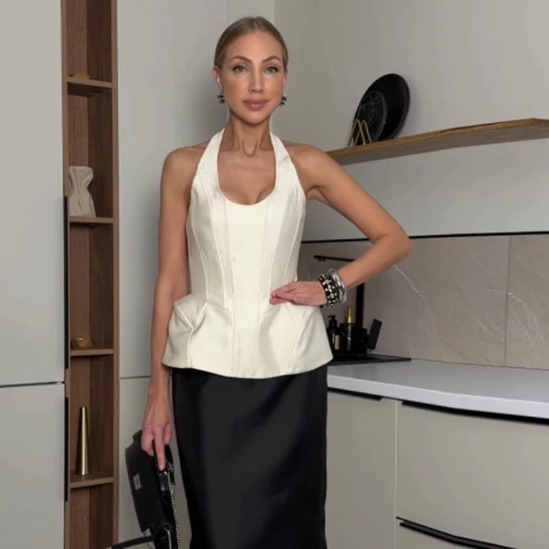 Haut Corset pour femmes, élégant, Slim, col licou, dos nu, chemisier sans manches, nouveau printemps