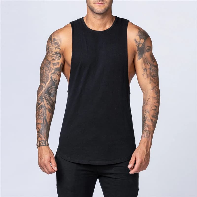 Débardeur de sport pour homme en coton respirant à col rond pour la course, la musculation et la gym