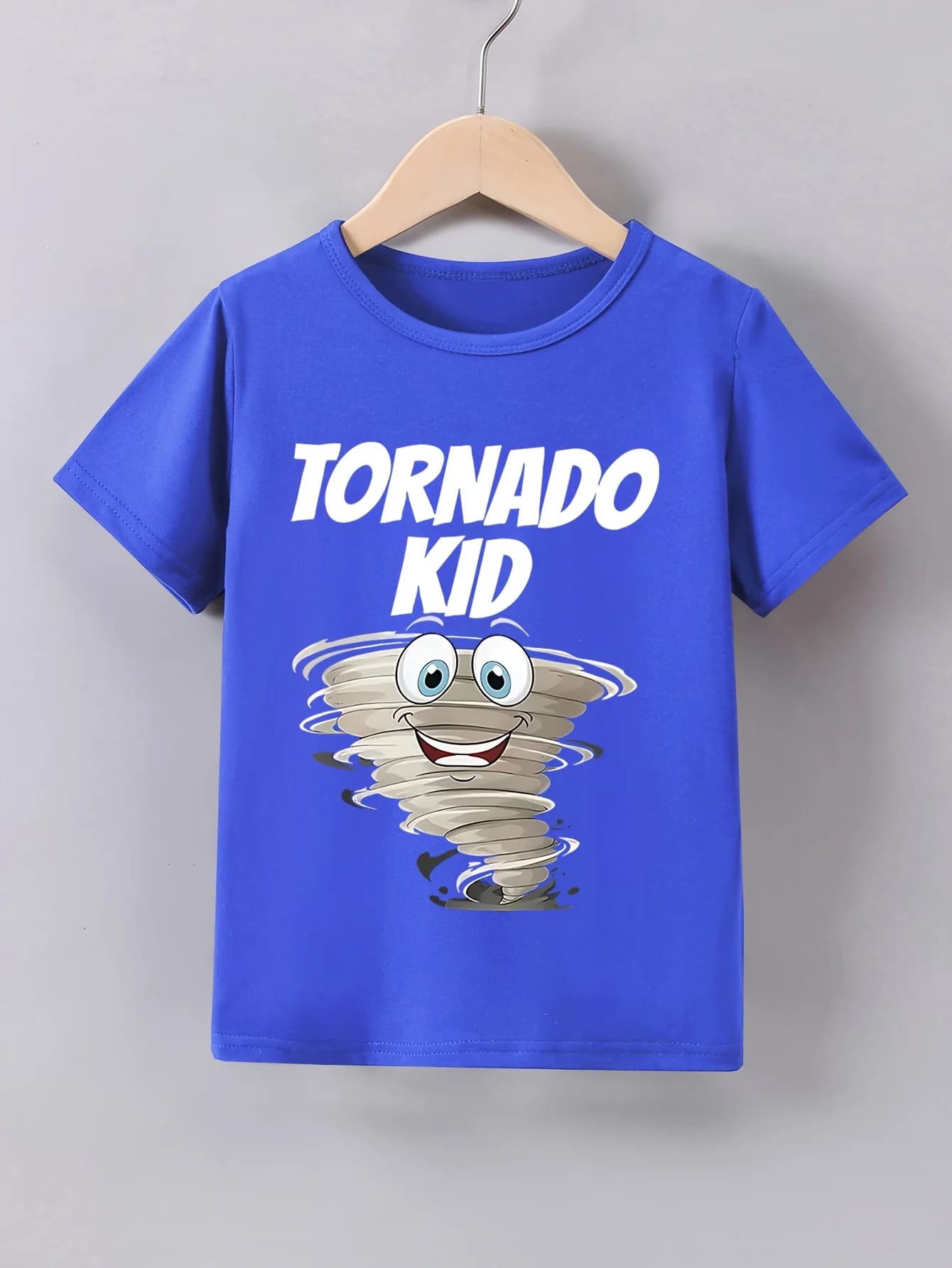 T-shirt décontracté d'été pour garçons, imprimé "Tornado Kid", col rond, manches courtes, tee-shirt