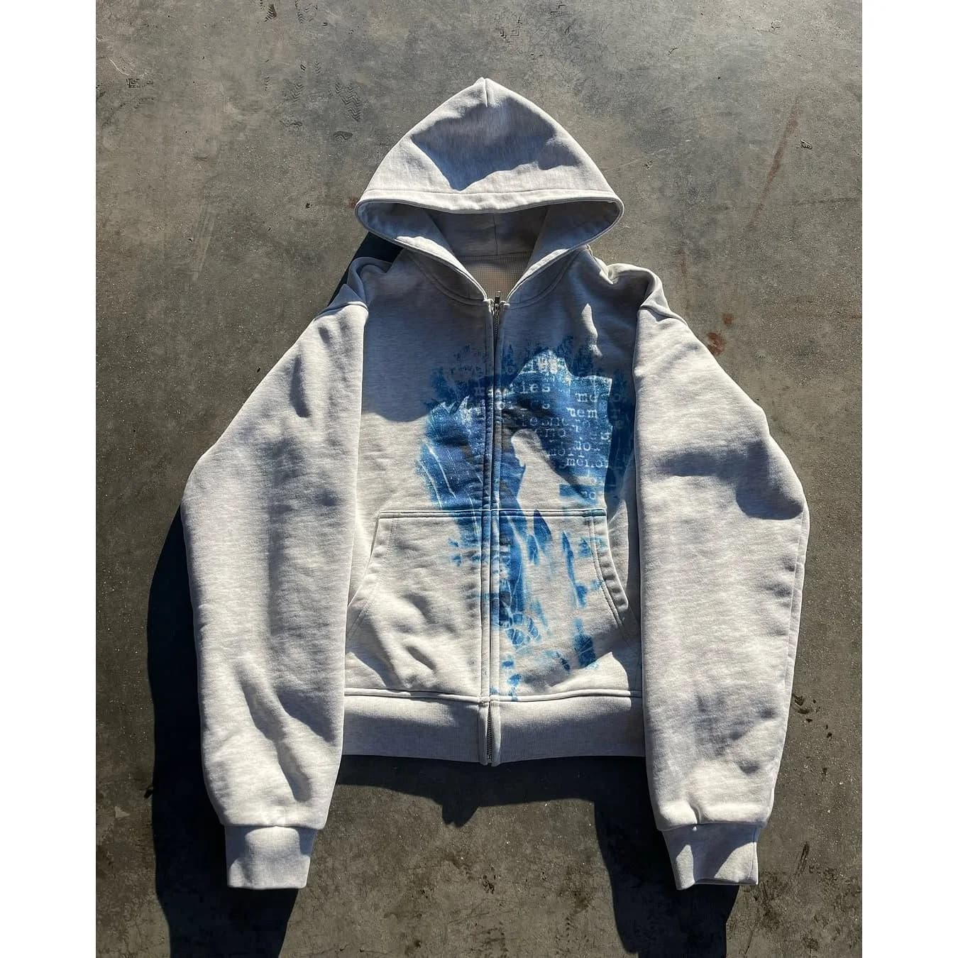 Sweat à capuche gris à fermeture éclair pour femmes, teinture par nouage, Art abstrait, Streetwear,