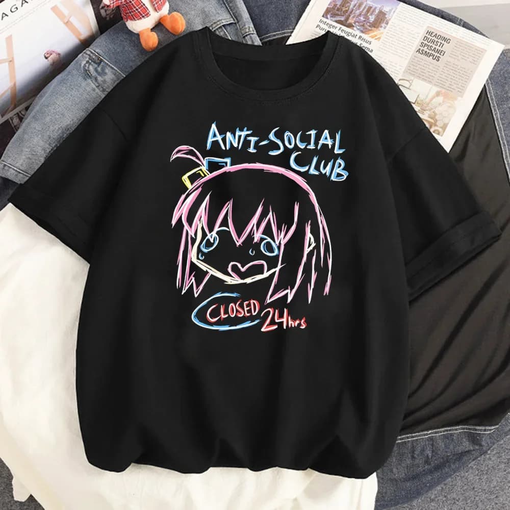 Bocchi The Rock chemise adolescent années 2000 Kawaii Grunge 80s Punk Vintage t-shirt gothique Hip H