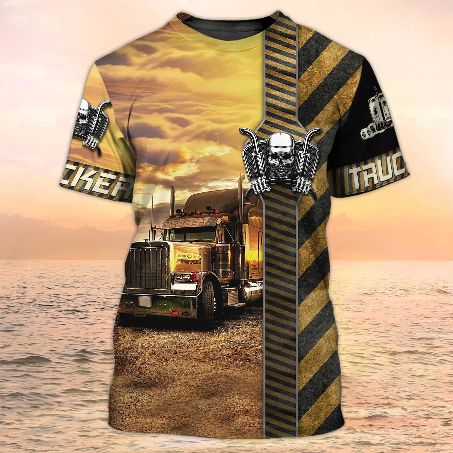 T-Shirts de camionneur camionnage impression 3D hommes col rond à manches courtes t-shirt surdimensi
