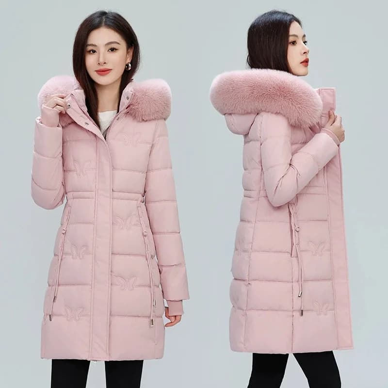 Parka bouffante à col en fourrure pour femme, ample, longue, à capuche, plus chaude, épaisse, veste