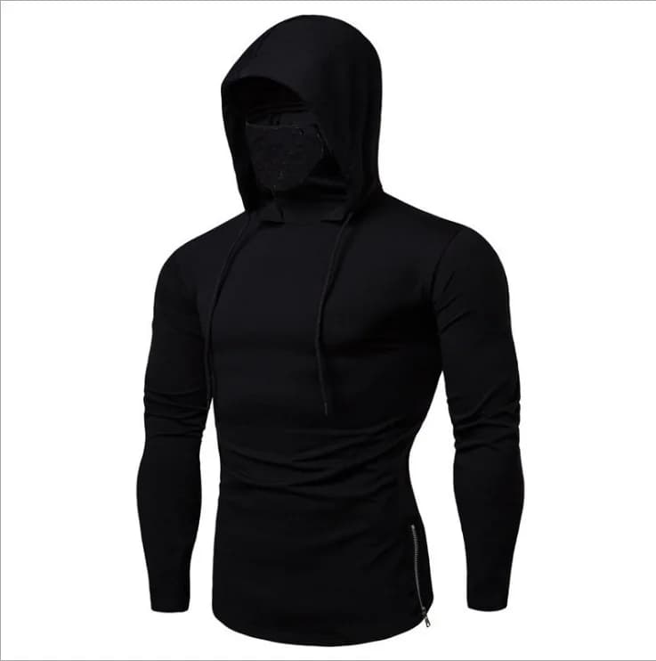 Sweat-shirt à col roulé brodé pour hommes, sweat à capuche Ninja japonais, Hip Hop, poche polaire, S