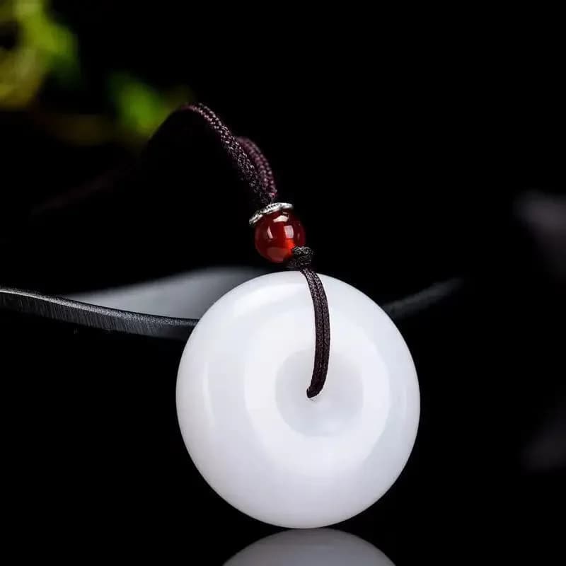 Véritable Jade beignet pendentif collier accessoires homme amulette jaspe bijoux charme chinois Vint