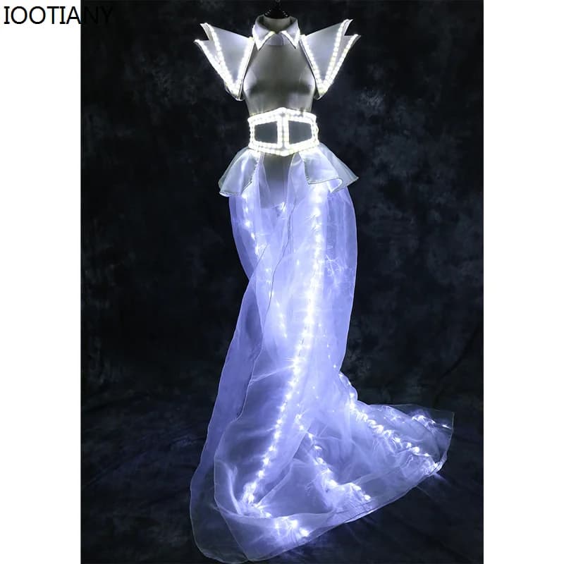 Ensemble de Vêtements de Spectacle à LED pour Femme, Tenue de Danseuse, Gilet Shoe, pour Discothèque