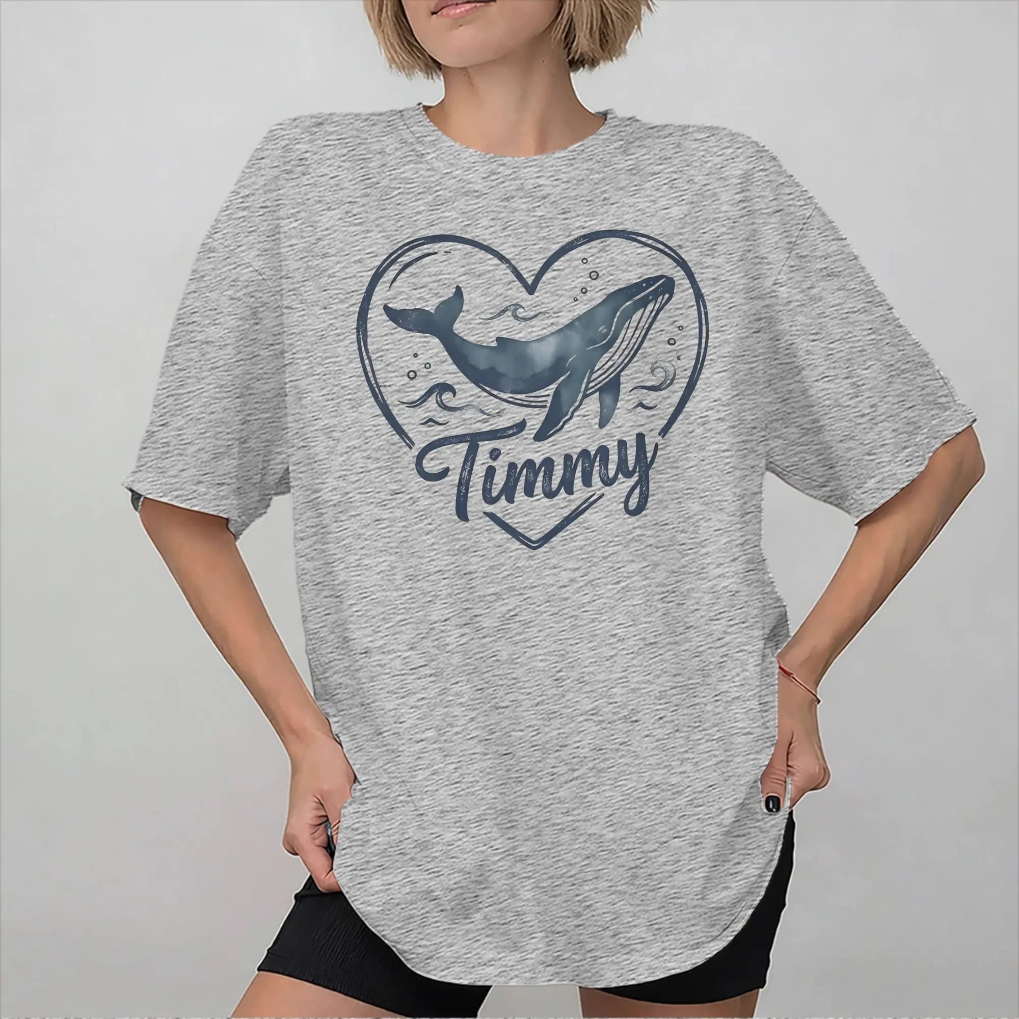Timmy Hope Whale of Light buckelwal, t-shirt en coton pour hommes et femmes, vêtements, nouvelle col