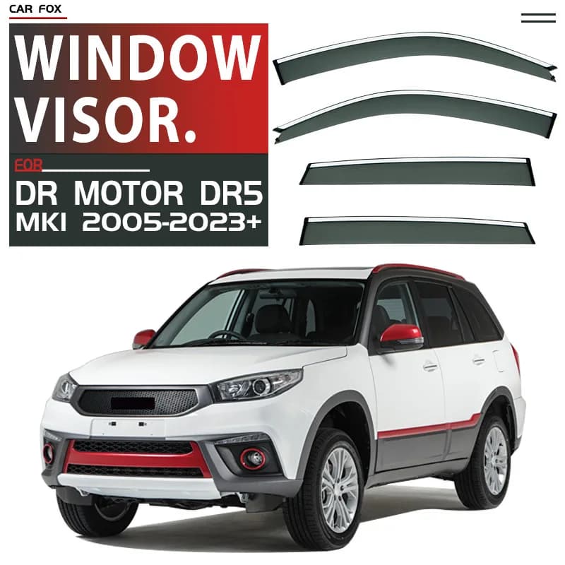 Visière de fenêtre de voiture, 4 pièces, pour moteur DR DR5 2005 – 2023 +, auvent, abri, pare-brise,