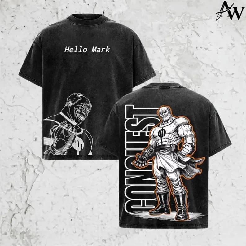 Conquest Invincible Anime Clothing Men Women Oversized T-shirts Short Sleeve Washed T Shirt Vintage