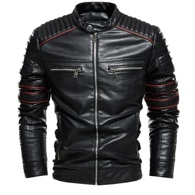 Veste en cuir doublée de fourrure pour hommes, manteau de motard, coupe couvertes, mode streetwear,
