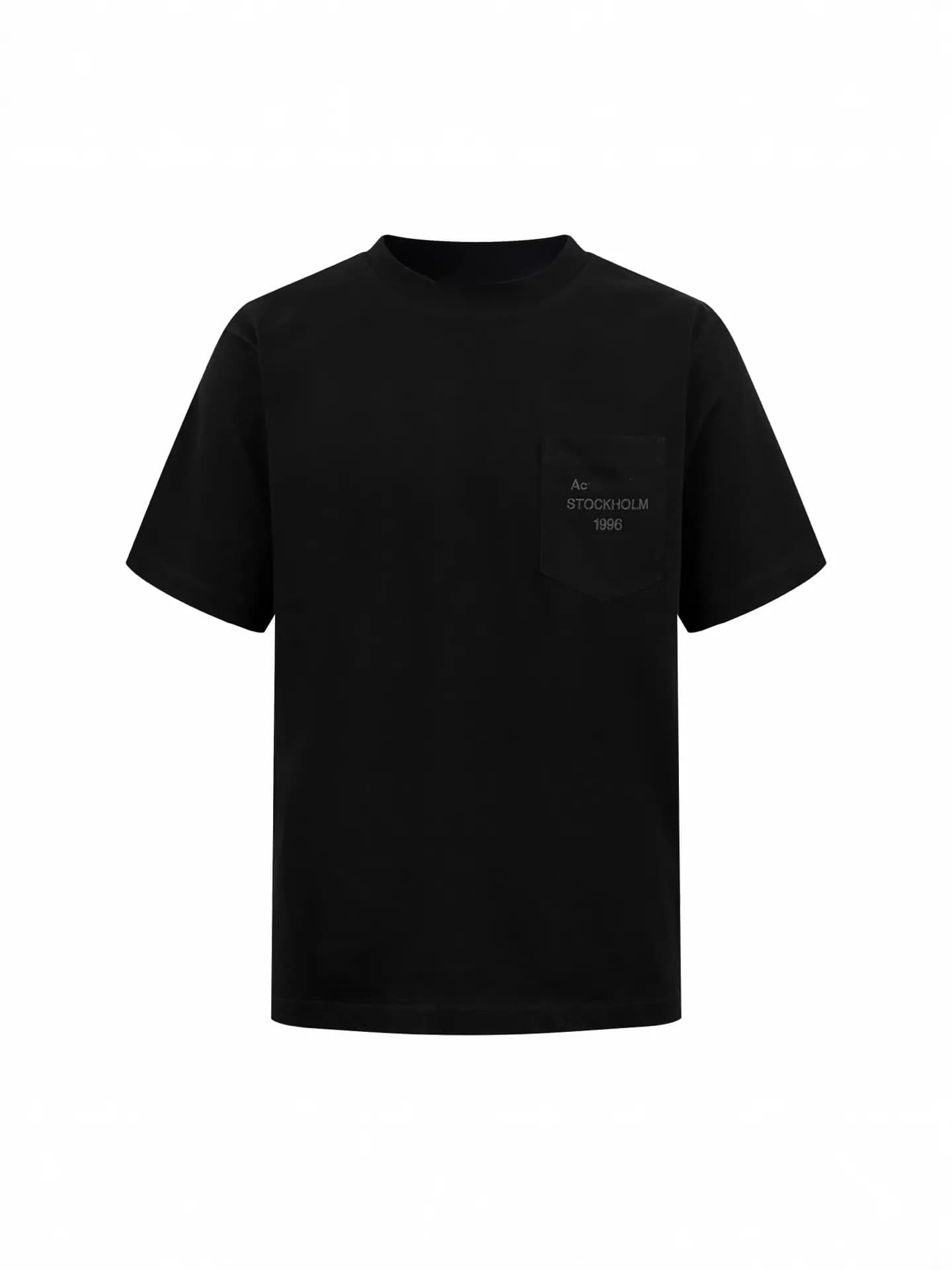 T-shirt en coton biologique à manches courtes avec poche brodée, style streetwear unisexe, coupe con