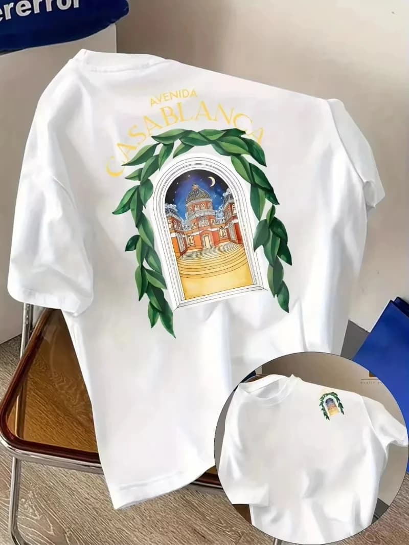 Nouveau T-shirt de Luxe 2026 Été Marque Casablanca Graphiques 100% Coton Homme Femme Mode Y2K Loisir