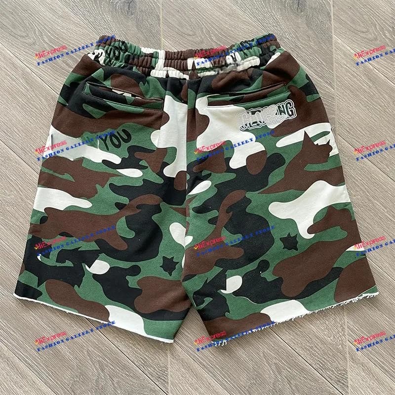 Glo Gang Short décontracté brodé de dessin animé de camouflage