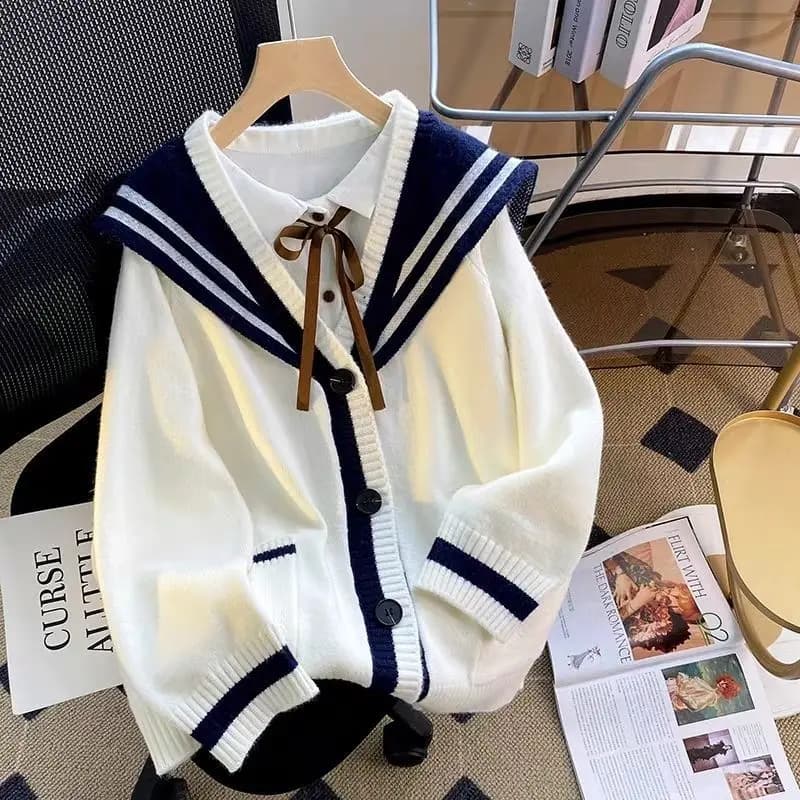 Pulls à col marin doux pour femmes, Cardigan ample de Style collégial, nouvelle collection 2025