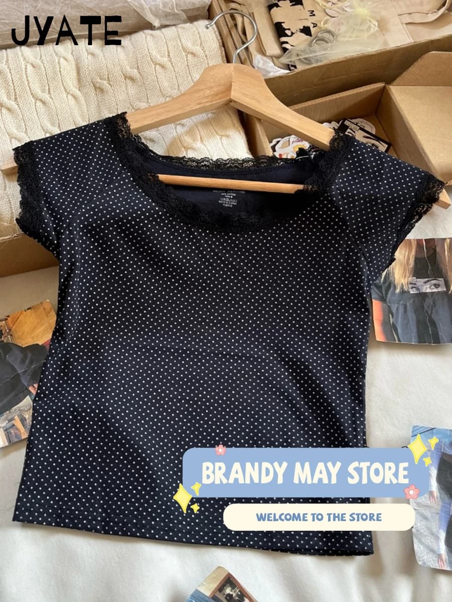 Nouveaux T-shirts pour femmes en coton bleu marine, imprimé lettres rétro, col bateau, avec bordure