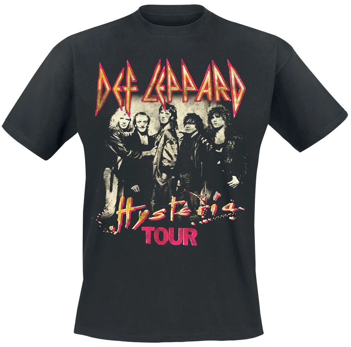 T-shirt imprimé vintage Def Leppard Hysteria Tour, t-shirt neutre décontracté 100% coton, streetwear