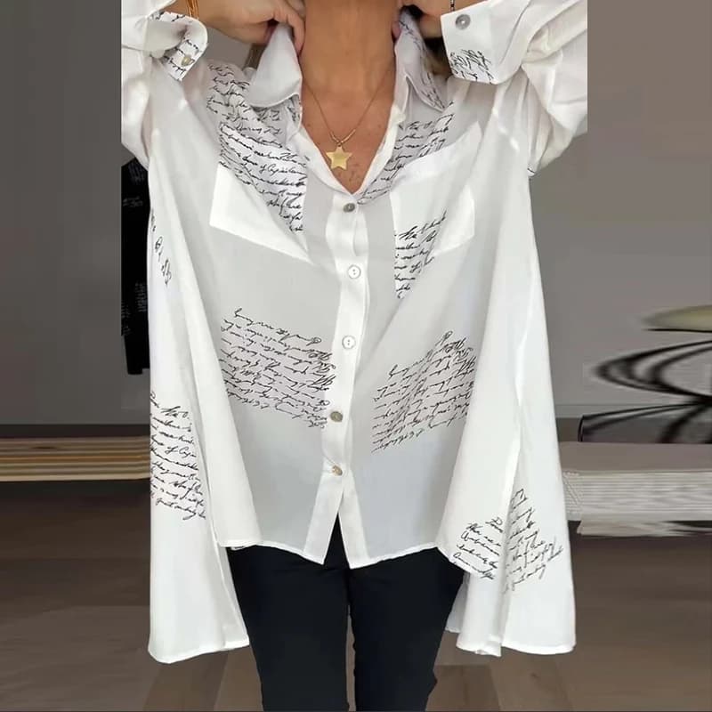 Chemise boutonnée à manches longues pour femmes, chemisiers College de lettres, col rabattu, chemise