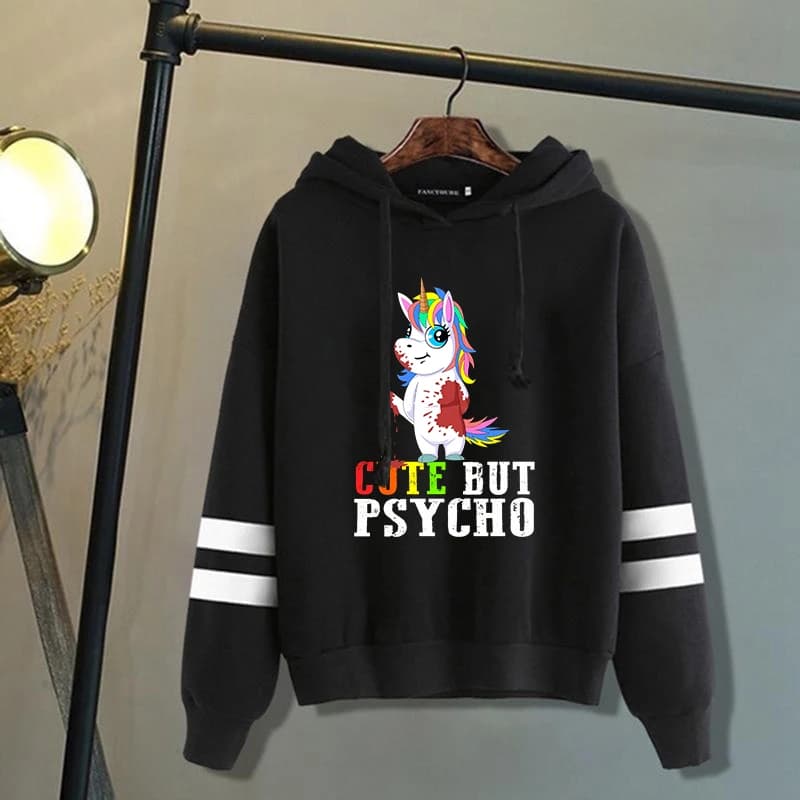 Nouveau licorne mignon mais Psycho motif sweat à capuche imprimé hommes femmes mode sport décontract