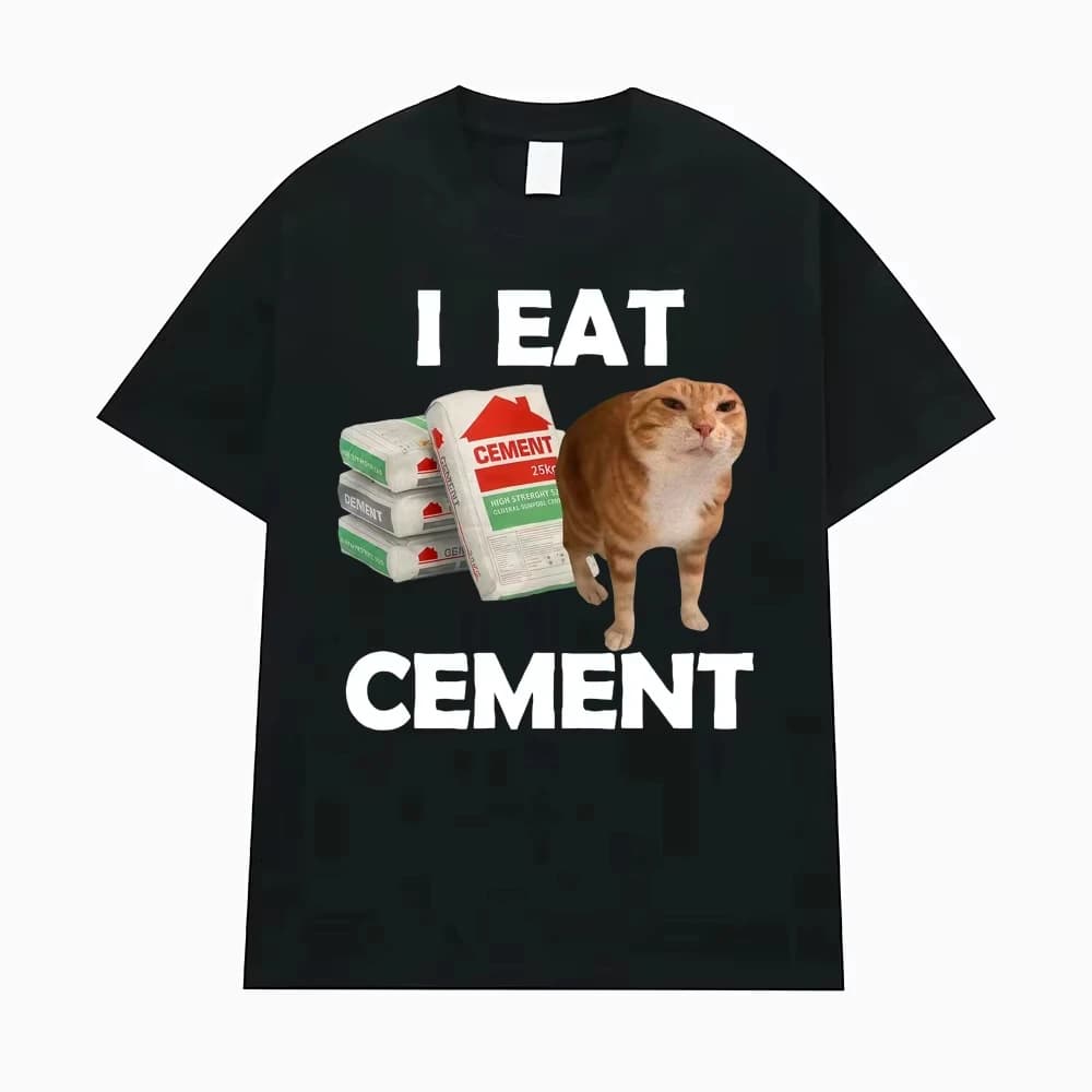 Je mange du ciment chat malte t-shirt drôle Meme graphique t-shirt mode décontracté Humor Vintage T-