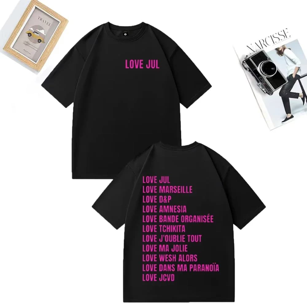 Love Jul T-Shirt Marseille Rap Fan cadeau hommes femmes rue Hip Hop mode surdimensionné T-Shirt Vint