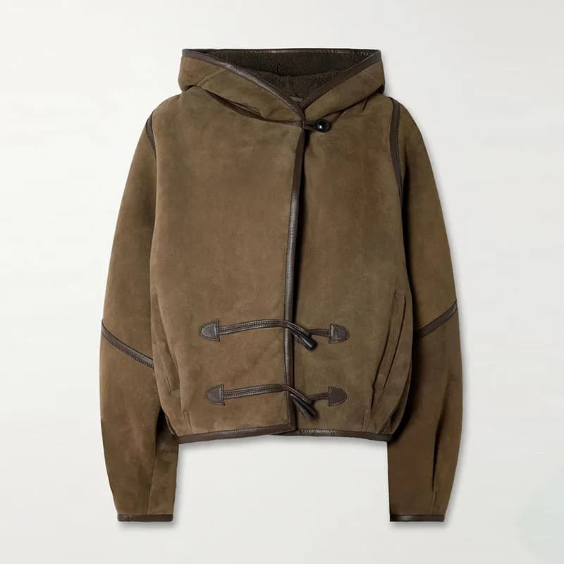 Veste en cuir Patchwork à capuche pour femme, couleur unie, manches longues, ample, simple boutonnag