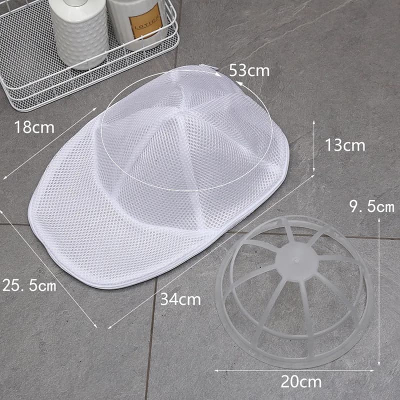 Sac de lavage pour casquettes et petits vêtements, anti-déformation, en maille, avec fermeture éclai
