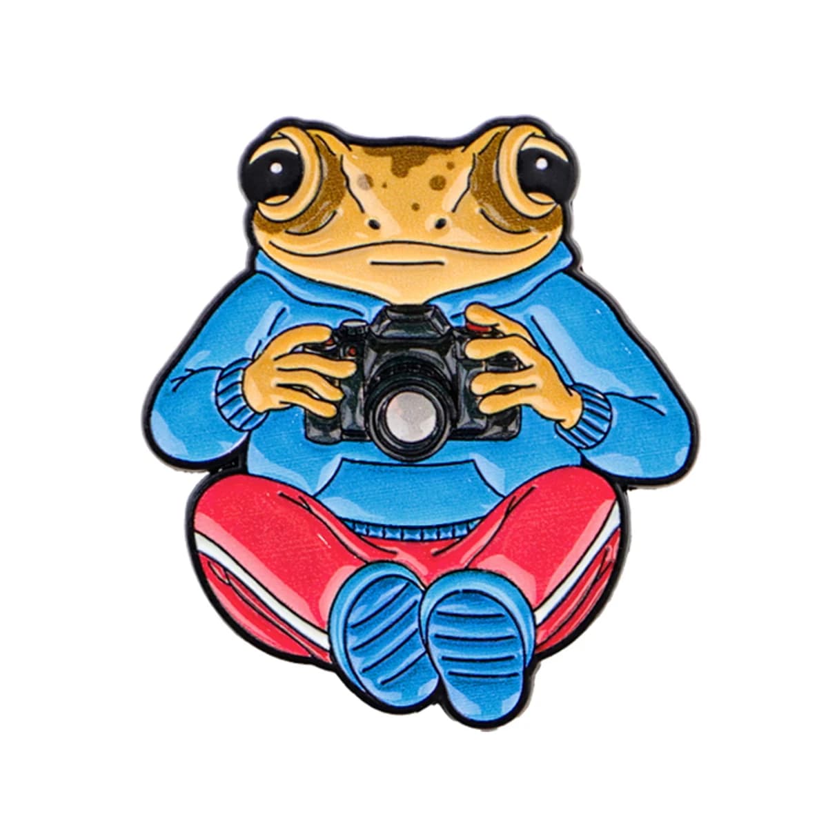 Broche émaillée drôle grenouille drapeau Porto Rico, fleur rouge, épinglette pour sac à dos, accesso