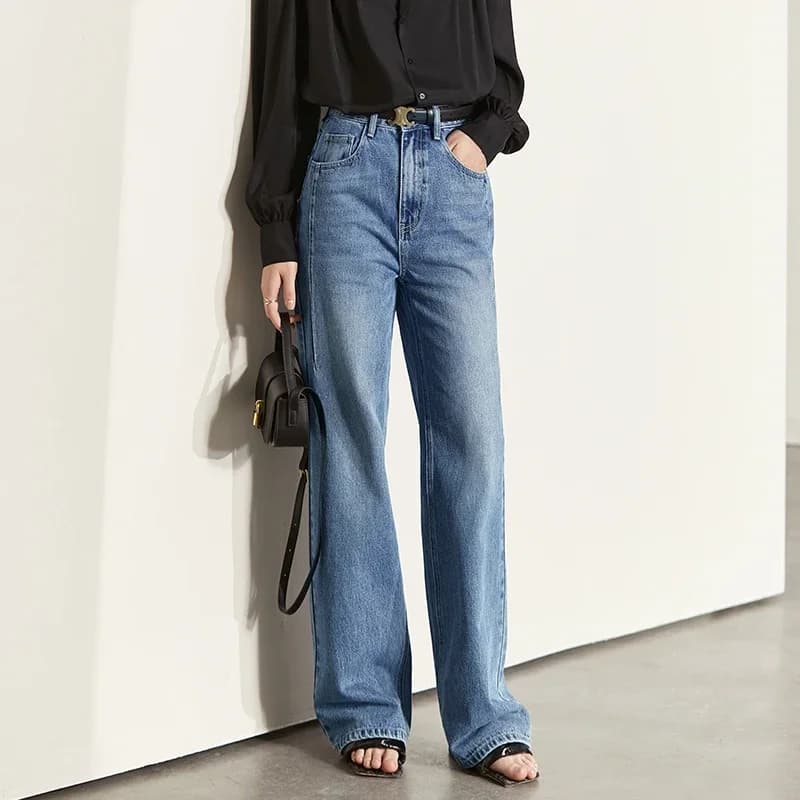 Jeans Amii Minimalism pour femme, collection automne 2025, pantalon en denim vintage, coupe ample, j