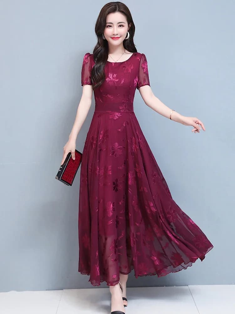 Robe Longue en Mousseline de Soie pour Femme, Vêtement Vintage, Bleu, Maxi, Floral, ix, Élégant, Boh