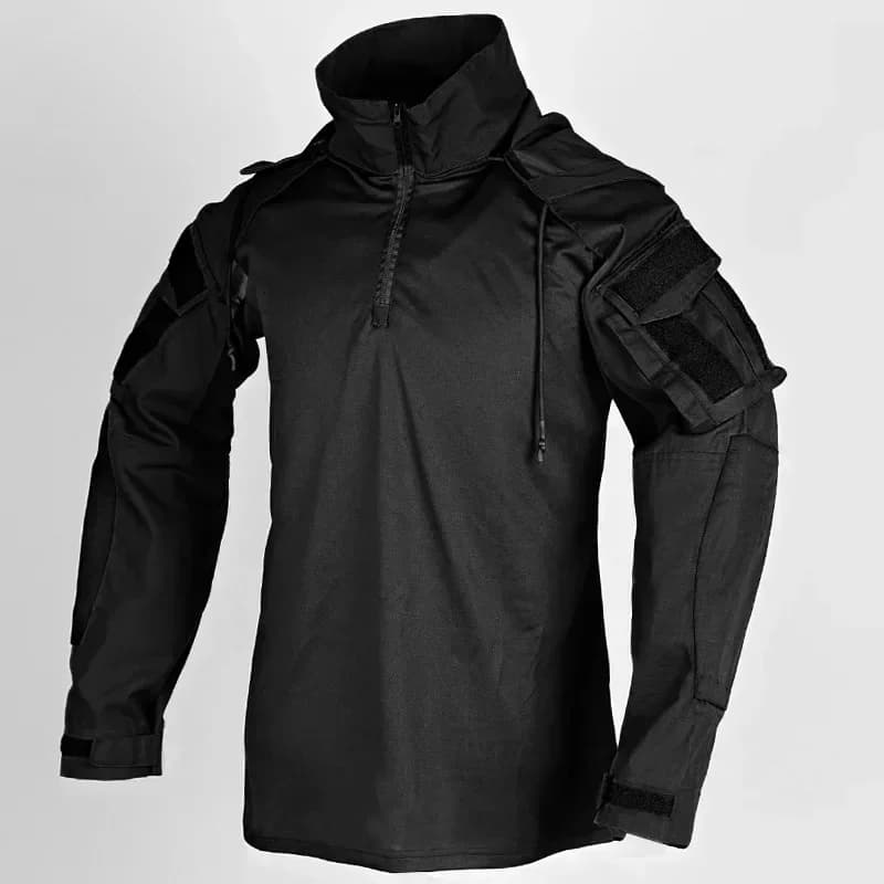 Chemises de combat tactiques pour hommes, t-shirt respirant à manches longues, camouflage, à capuche