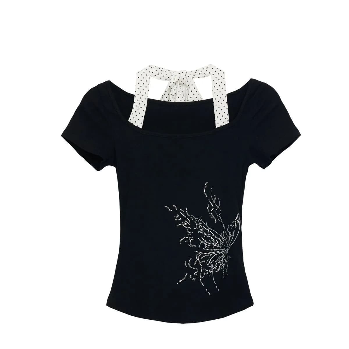 Crânes Punk t-shirt femmes mince gothique rue Vintage noir Y2k haut court Femme sous-culture T-Shirt