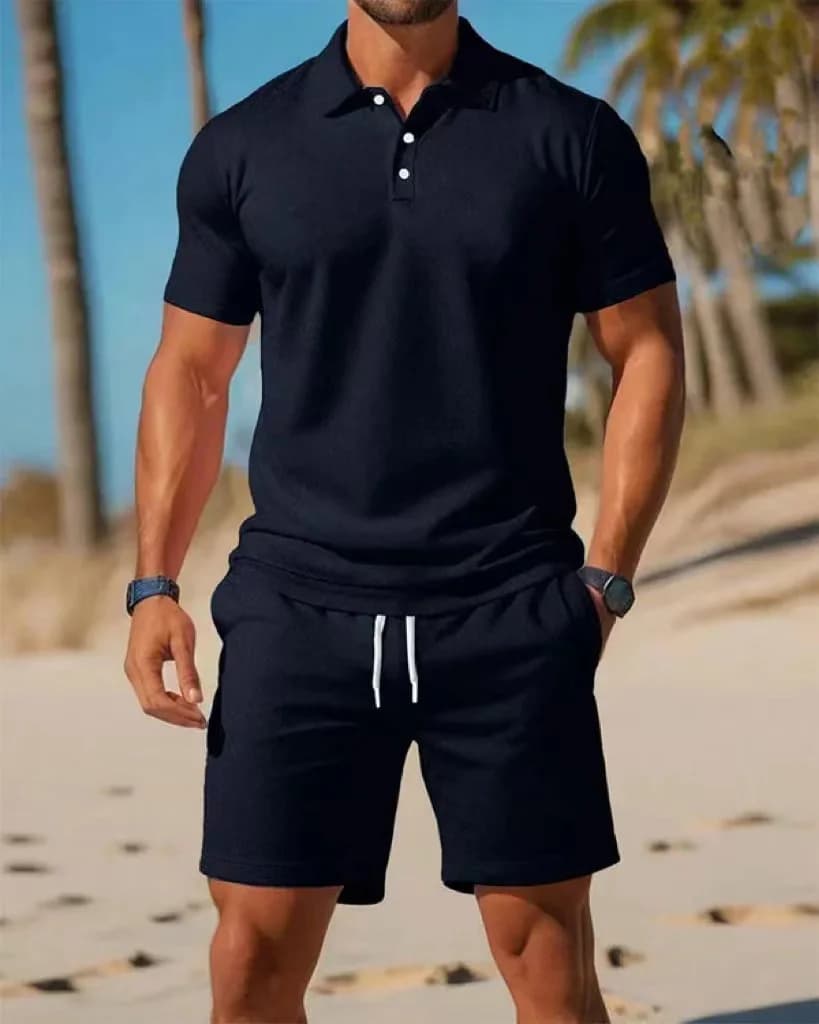 Ensemble de polos d'été pour hommes, tenue décontractée et polyvalente à manches courtes, coupe ajus