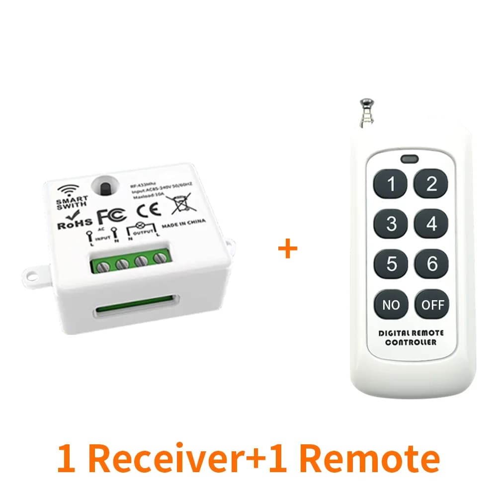 Commutateur de télécommande sans fil, alimentation 433MHz 110V à 220V AC, 1 relais, module de récept